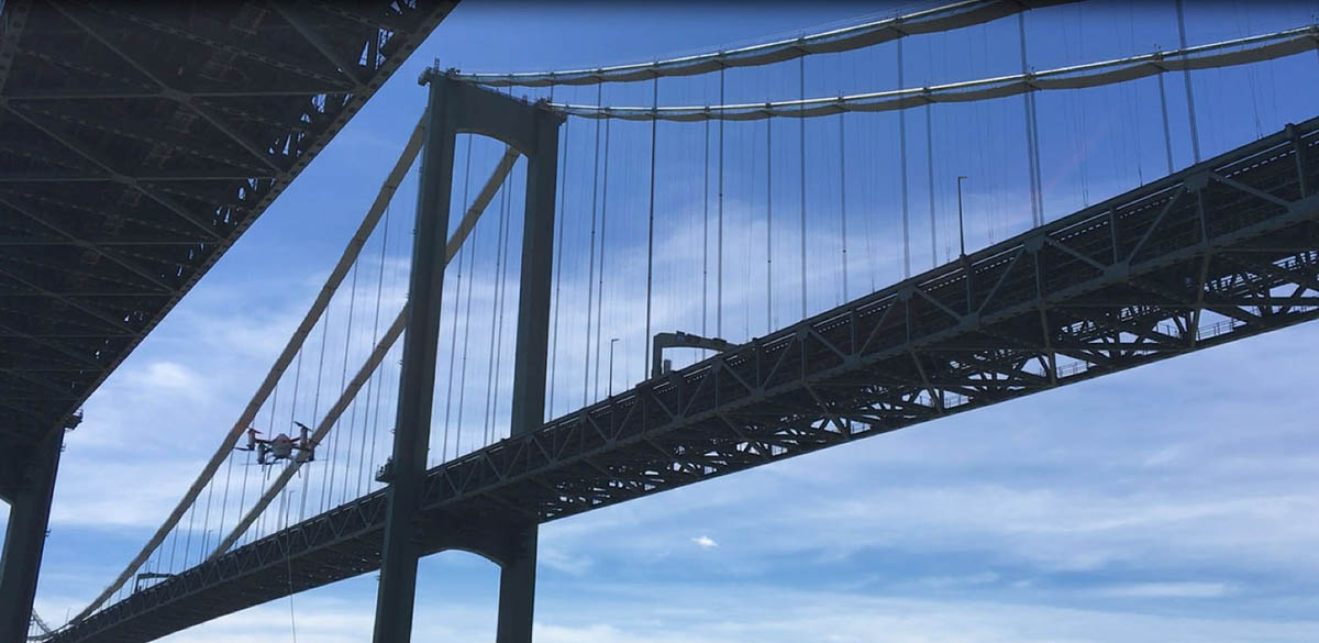 SubUAS' Naviator demonstrates its bridge inspecting skills. Photo: SubUAS