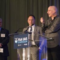 Representatives from the FAA, Google and Amazon discuss drone package delivery. Photo: AUVSI