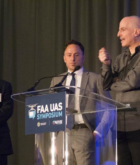 Representatives from the FAA, Google and Amazon discuss drone package delivery. Photo: AUVSI