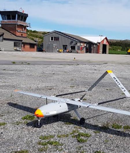 The Penguin B drone upon landing in Rorvik, Norway. Photo: Maritime Robotics