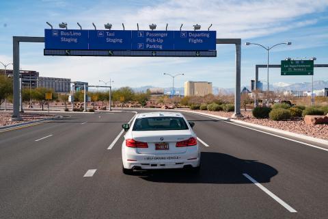 Aptiv's autonomous vehicle operating at the McCarran International Airport in Las Vegas. Photo: Aptiv