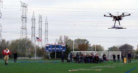 Lewis University in Illinois used a drone to deliver college acceptance letters. Photo: Lewis University Lewis University in Illinois used a drone to deliver college acceptance letters. Photo: Lewis University