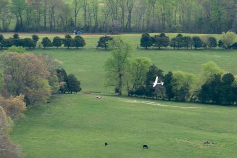 An AeroVironment Puma flies over Virginia farmland. Photo: MAAP An AeroVironment Puma flies over Virginia farmland. Photo: MAAP
