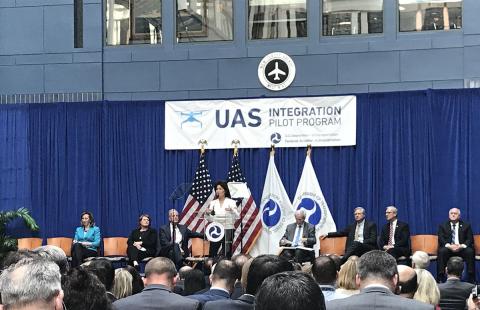 Transportation Secretary Chao announces the selectees of the UAS pilot program. Photo: AUVSI