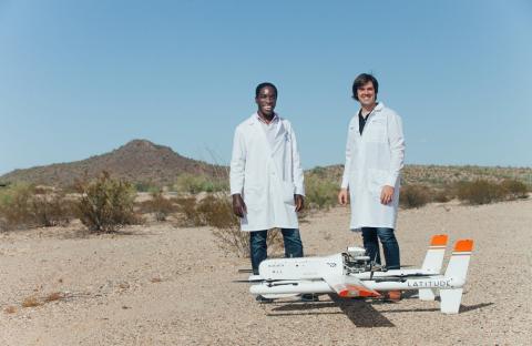 Dr. Timothy Amukele and Jeff Street have set a new delivery distance record for medical drones. Photo courtesy of Johns Hopkins Medicine.