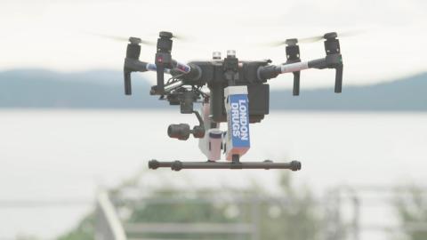 On Aug. 19, London Drugs, Canada Post, and InDro Robotics collaborated to successfully complete Canada’s first ever BVLOS flight carrying pharmaceuticals using a UAS. Photo: London Drugs