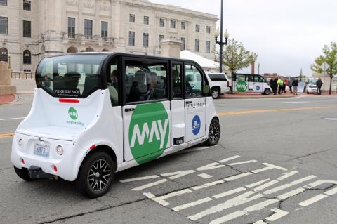 The Little Roady autonomous vehicle pilot project in Providence, Rhode Island went into service on Wednesday, May 15. Photo: Rhode Island Department of Transportation