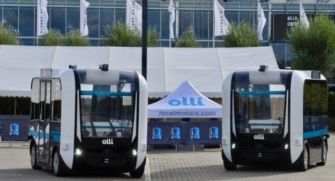 Local Motors' Olli self-driving vehicles at the ITS World Congress in Copenhagen, Denmark. Photo: Local Motors