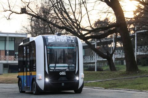 Local Motors' Olli shuttle at the International Training Centre of the International Labour Organization (ITCILO) in Turin, Italy. Photo: Focused Image