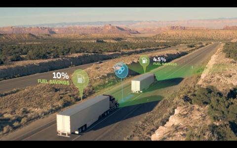 A measurement of how platooning can save fuel and money. Image: Peloton Technology