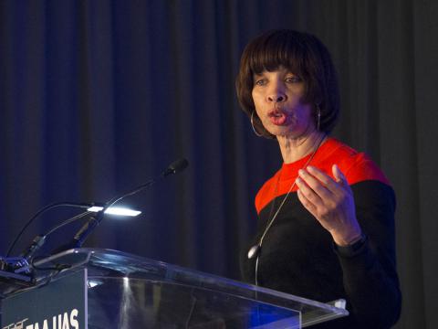Baltimore Mayor Pugh addresses the FAA UAS Symposium. Photo: AUVSI