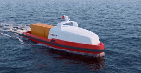 Maritime Robotics and the Rakuten Institute of Technology are studying concepts for unmanned cargo ships, such as the one shown here. Photo: Maritime Robotics and the Rakuten Institute of Technology Maritime Robotics and the Rakuten Institute of Technology are studying concepts for unmanned cargo ships, such as the one shown here. Photo: Maritime Robotics and the Rakuten Institute of Technology