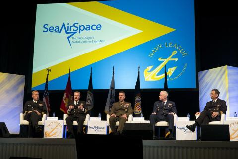 Speakers at a Sea-Air-Space panel on autonomous systems. Photo: AUVSI