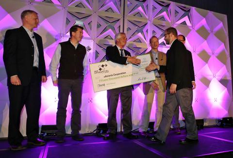 The winner of the 2017 Startup Showdown, uAvionix, accepts their award. Photo: Robb Cohen Photo & Video