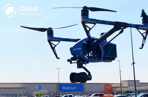 Walmart has partnered with Quest Diagnostics and DroneUp to launch trial deliveries of at-home COVID-19 self-collection kits in North Las Vegas and Cheektowaga, New York. Photo: Walmart