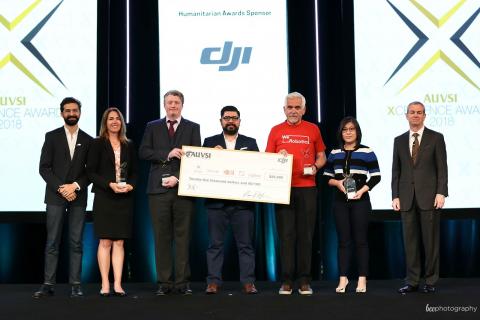 The winners of the AUVSI-DJI Humanitarian Awards. Photo: Becphotography The winners of the AUVSI-DJI Humanitarian Awards. Photo: Becphotography